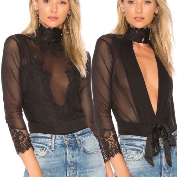 Free People Tops - NWT Free People x We Are HAH Take HAH Bow Reversible Bodysuit in Black